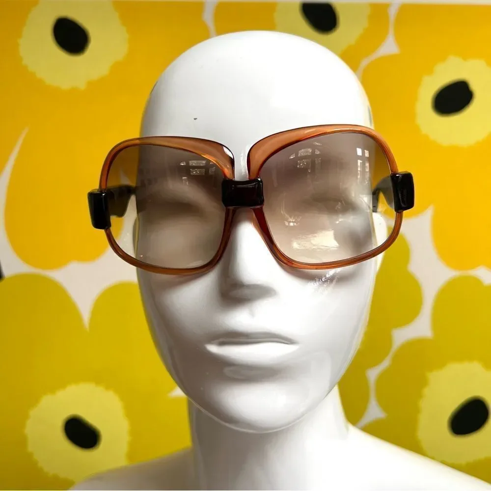 Swoonworthy MASSIVE 1970s Da Vinci Oversized Rose Brown Acetate Sunglasses